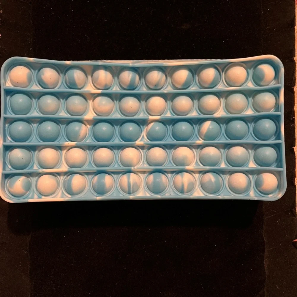 Silicone Fidget Pencil Case Push Pop Bubble Sensory Relief Blue Pop It Fidget